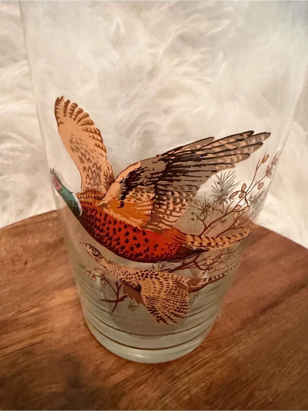 Vintage West Virginia Glass Cocktail Shaker Pheasant